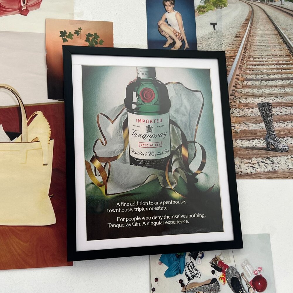 Vintage Tanqueray Advertisement Framed Art Ad Home Decor Memorabilia Artwork